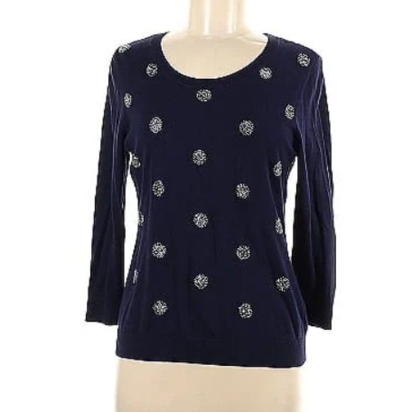Talbots CREWNECK PULLOVER - TINSEL DOT - Picture 1 of 2